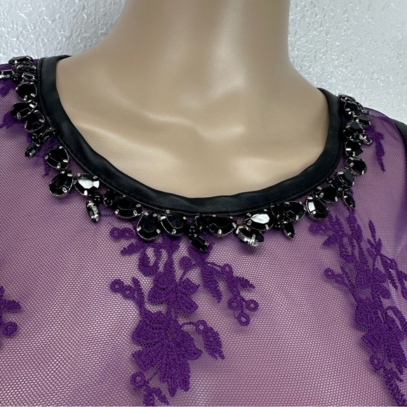Kensie purple Dress Lace Overlay Fit & Flare Party Whimsigoth Fairy Goth sheer L - Picture 13 of 16